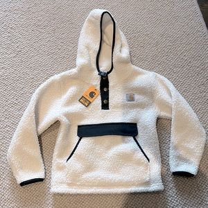 Carhartt Girls Fleece Hooded Sweatshirt Brand New 6X Cream